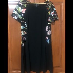AGB Black Dress With Sheer Embroidery Flower Design NWT Size Large